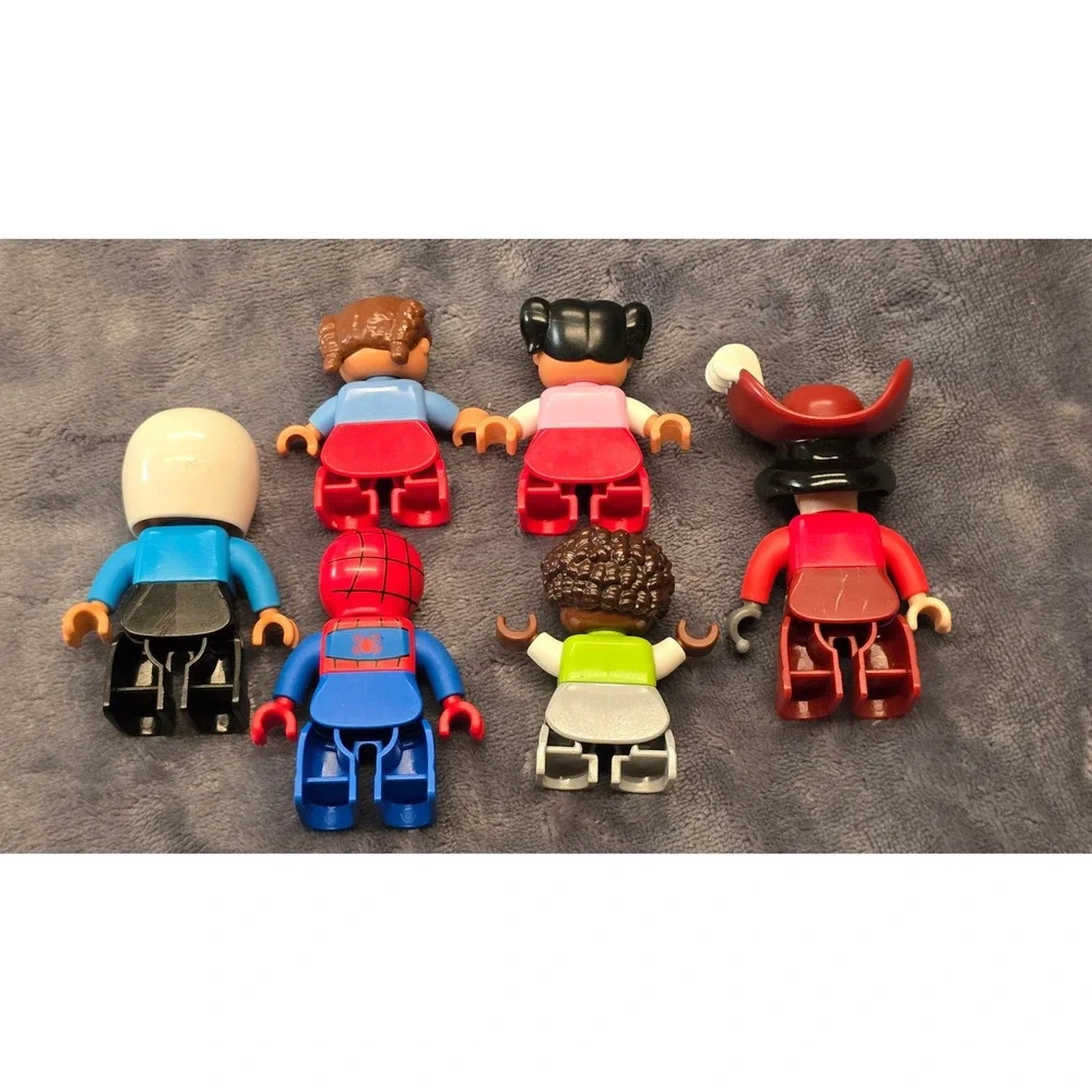 LEGO Duplo Figure Lot Spiderman Captain Hook Police Officer and Children 6pc